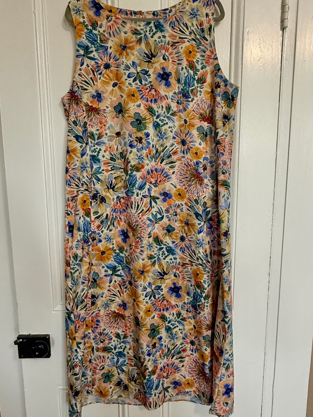 Ripskirt Hawaii Cream Floral Maxi Dress with Blue and Yellow Flowers
